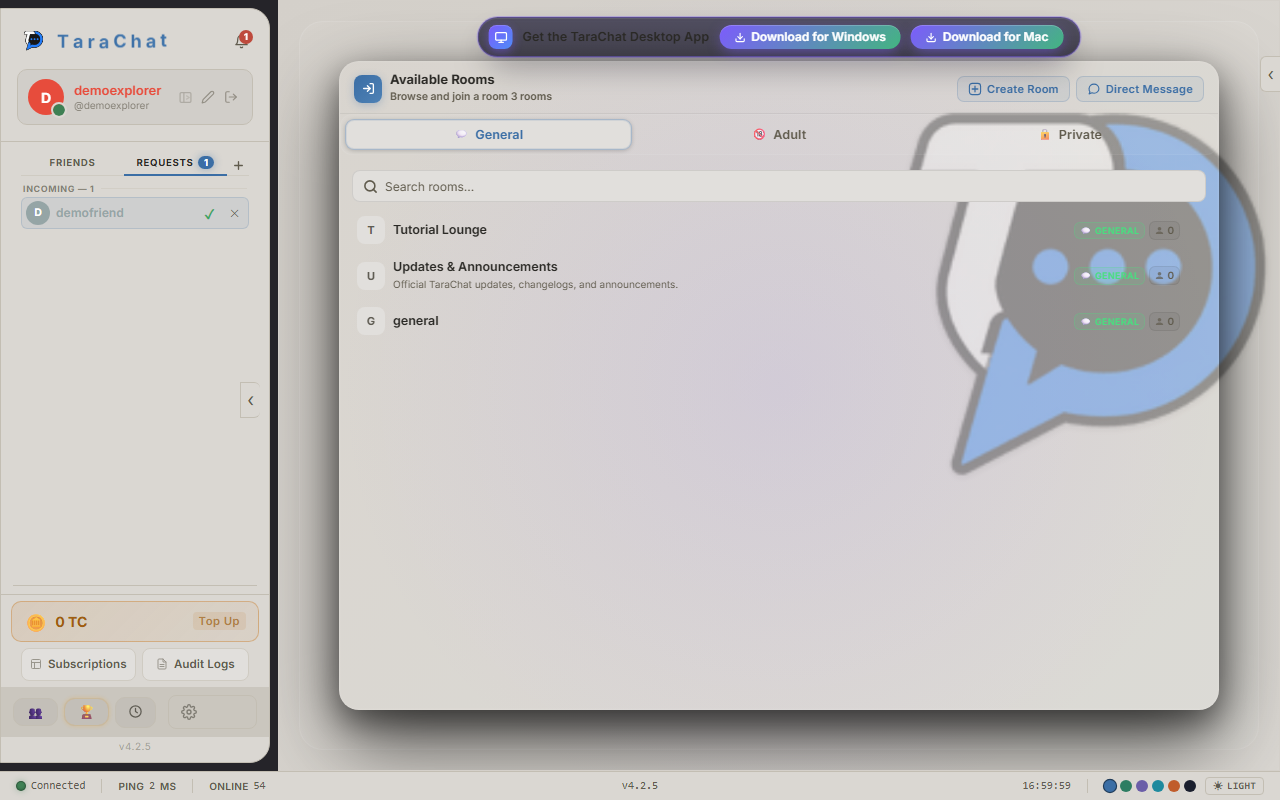 The Requests tab showing an incoming friend request with accept and decline icons